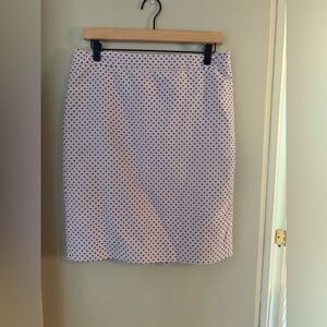 J. Crew Blue and Cream Knee-Length Pencil Skirt